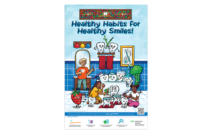 National Children's Dental Health Month English Poster