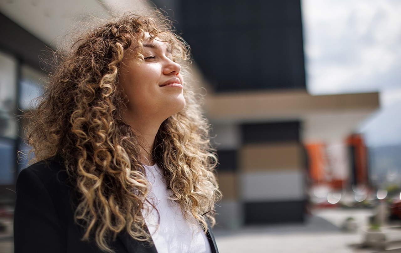 Wellness woman looking up