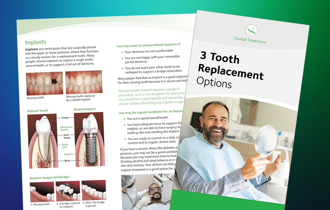 Nutrition and Oral Health, 3 replacement options brochure.