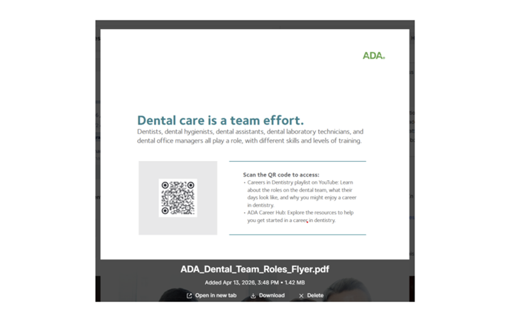 ADA Dental Team Roles Flyer