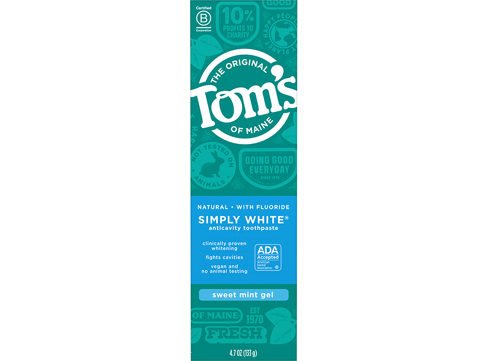 toms simply white sweet mint gel