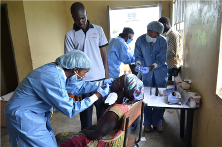 Clinicians in overseas clinic treating patients