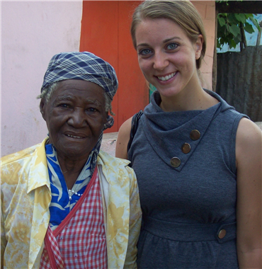 Volunteer with Haitian patient